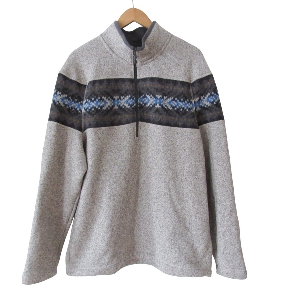 Koppen Mens Gray Quarter Zip Pullover Sweatshirt XL Fleece Warm Outdoors Winter